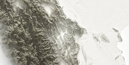 Peru Map ~ 2D Minimalist Topographic Relief Print ~ Shaded Relief