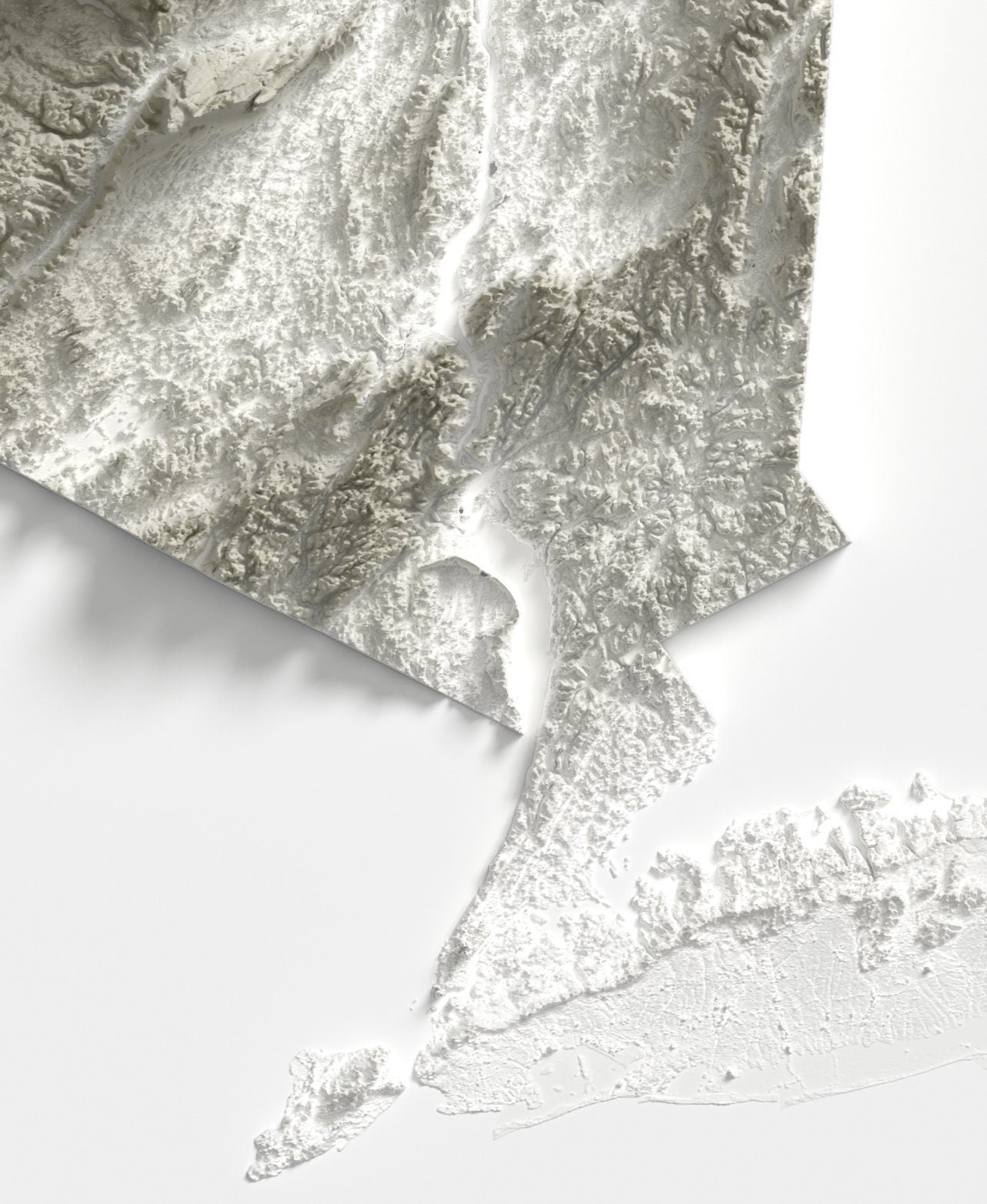 New York Map ~ 2D Minimalist Topographic Relief Print ~ Shaded Relief