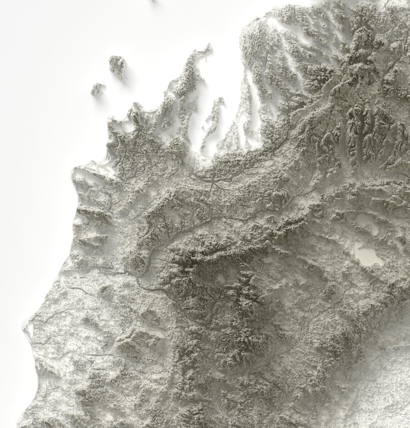 Michigan Map ~ 2D Minimalist Topographic Relief Print ~ Shaded Relief US State