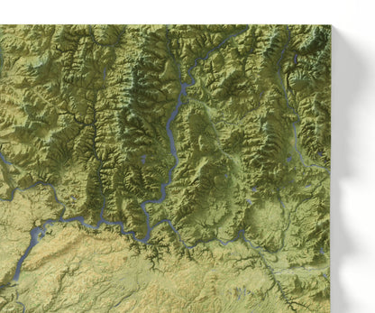 Washington Map ~ 2D Aerial Topographic Relief Print ~ Shaded Relief