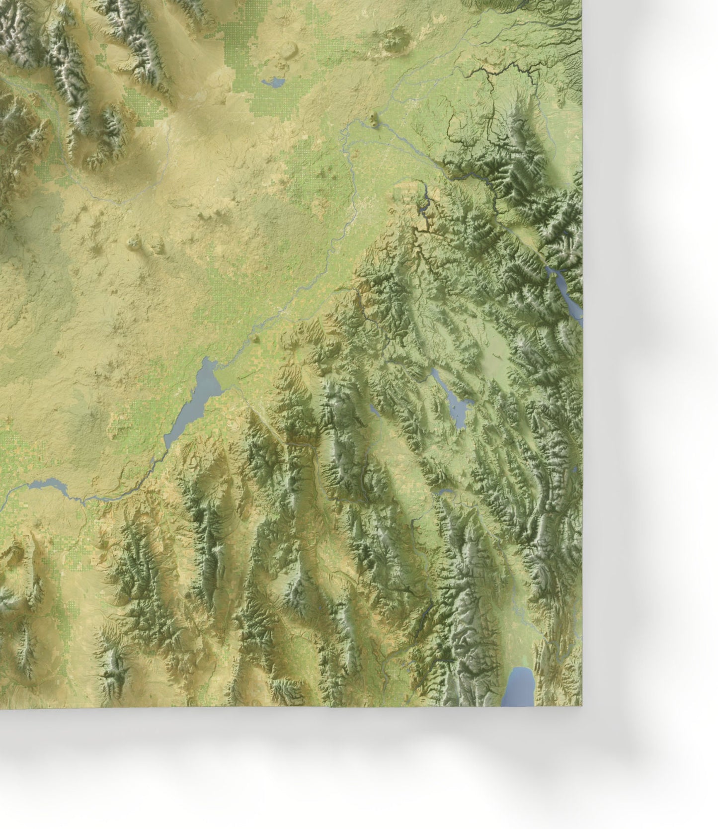 Idaho Map ~ 2D Aerial Topographic Relief Print ~ Shaded Relief US State