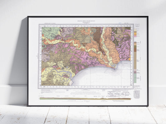 Bournemouth Vintage Geological Map Print ~ Poster Wall Art Decor