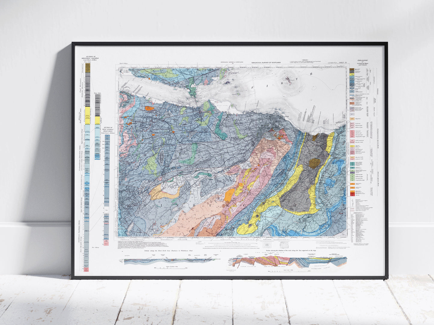 Edinburgh Vintage Geological Map Print ~ Poster Wall Art Decor