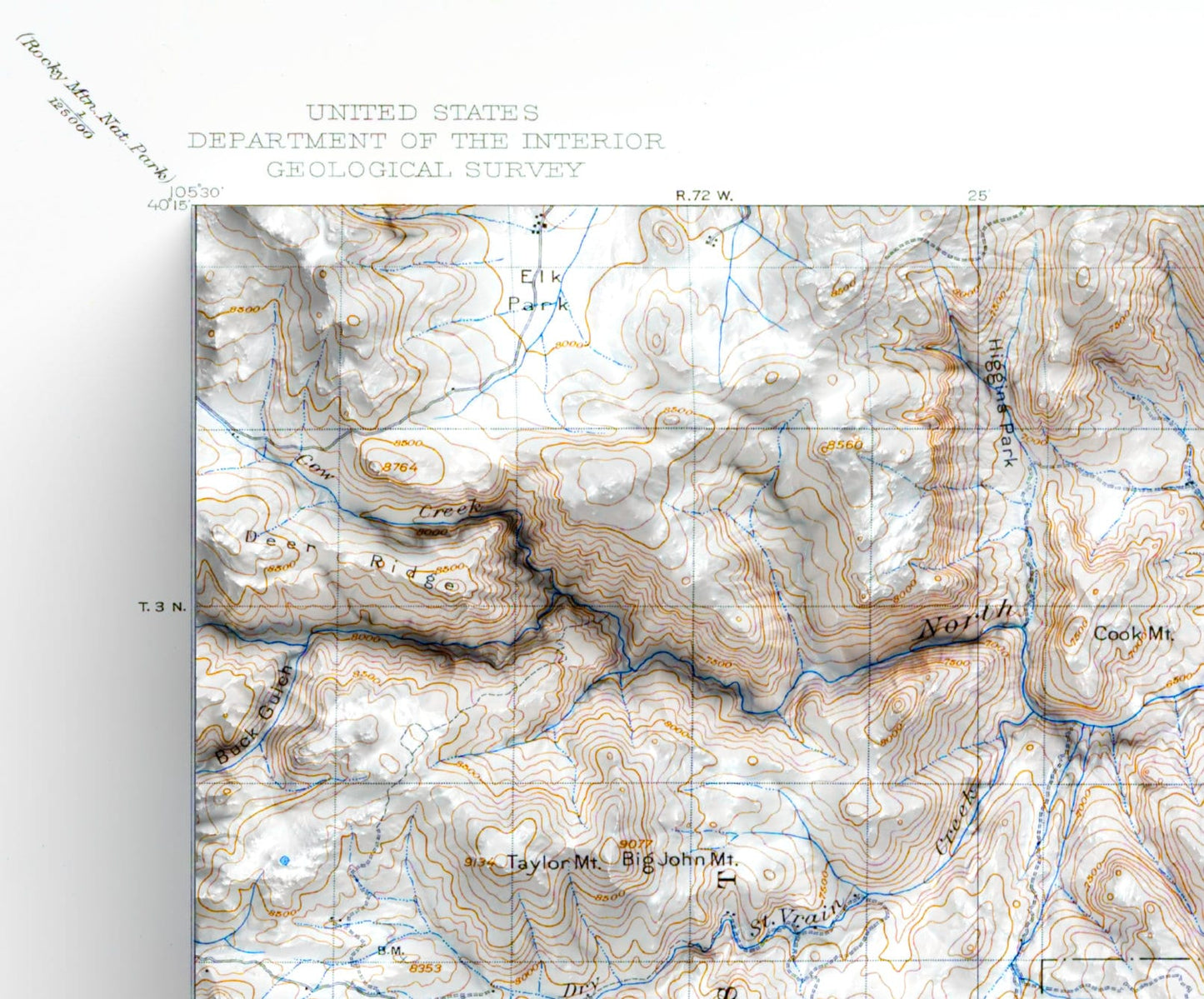 Boulder, Colorado Map ~ Vintage Shaded Relief 2D Print ~ Poster Wall Art Decor Topography