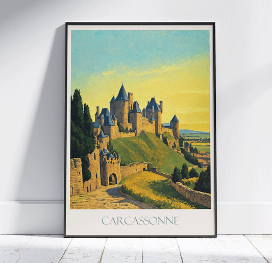 Carcassonne Travel Print ~ Vintage Style Painting France Classic Travel Poster Wall Art Home Decor