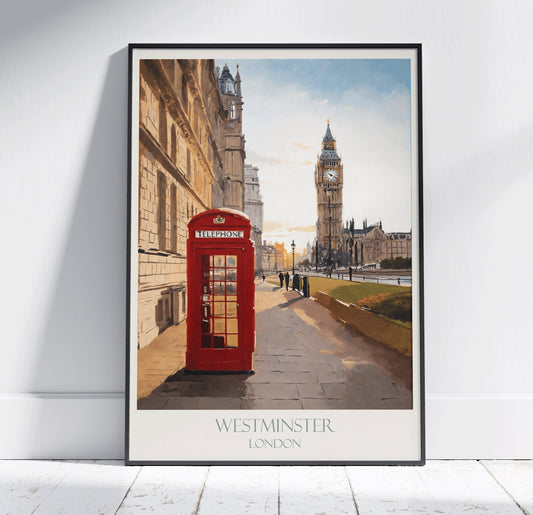 London Travel Print, Big Ben ~ Vintage Style Painting Poster Classic Westminster Travel Wall Art Home Decor Gift