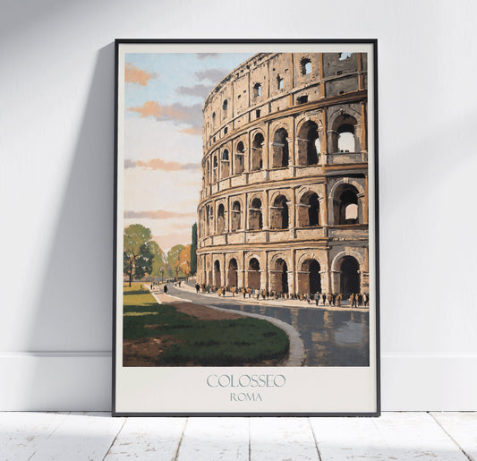 Rome Travel Print, Colosseum ~ Vintage Style Painting Italy Roman Classic Travel Poster Wall Art Home Decor