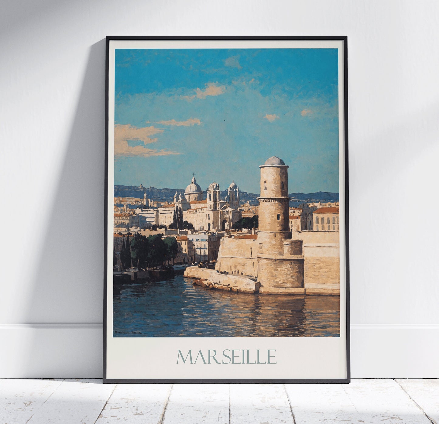 Marseille Travel Print ~ Harbor Vintage Style Painting France Classic Travel Poster Wall Art Home Decor