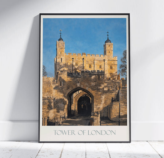 London Travel Print, Tower of London ~ Vintage Style Painting Poster Classic Travel Wall Art Home Decor Gift