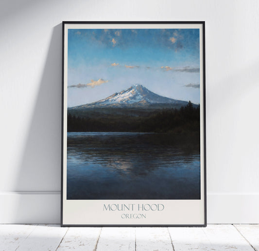 Mount Hood Travel Print ~ Vintage Style Painting Oregon Classic Travel Poster Wall Art Home Decor