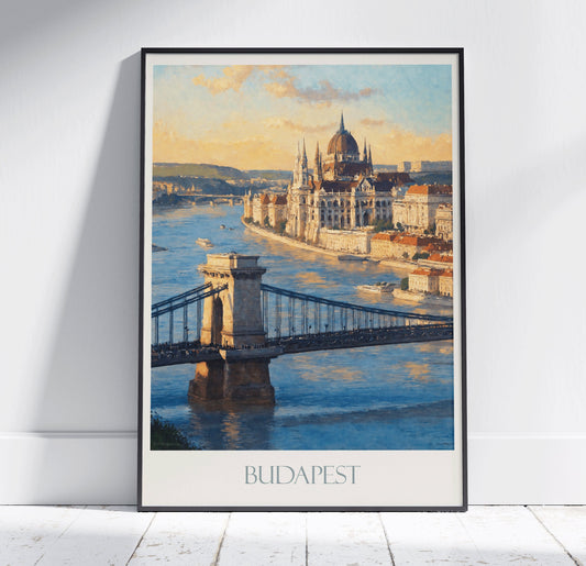 Budapest Travel Print ~ Vintage Style Painting Hungary Classic Travel Poster Wall Art Home Decor