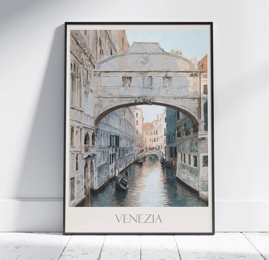 Venice Travel Print, Bridge of Sighs ~ Vintage Style Painting Italy Canal Classic Travel Poster Wall Art Home Decor