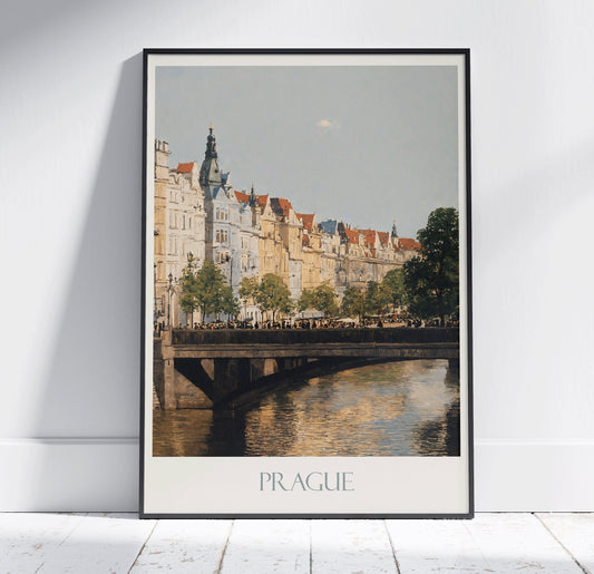 Prague Travel Print ~ Vintage Style Painting Czechia Classic Travel Poster Wall Art Home Decor