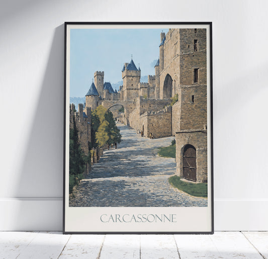 Carcassonne Travel Print ~ Vintage Style Painting France Classic Travel Poster Wall Art Home Decor