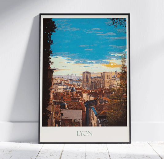 Lyon Travel Print ~ Vintage Style Painting France Classic Travel Poster Wall Art Home Decor