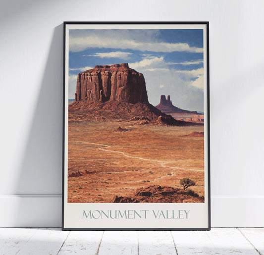 Monument Valley Travel Print ~ Vintage Style Painting Classic Travel Poster Wall Art Home Decor