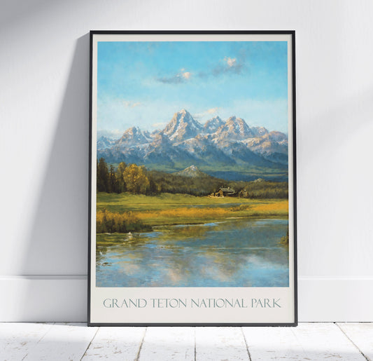 Grand Teton National Park Travel Print ~ Vintage Style Painting Classic Wyoming Travel Poster Wall Art Home Decor