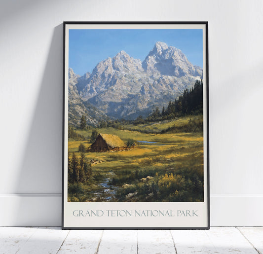 Grand Teton National Park Travel Print ~ Vintage Style Painting Classic Wyoming Travel Poster Wall Art Home Decor