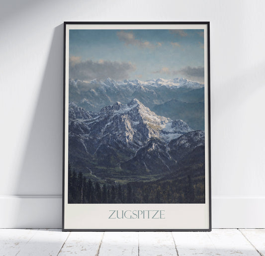 Zugspitze Travel Print ~ Vintage Style Painting Classic Germany Travel Poster Wall Art Home Decor