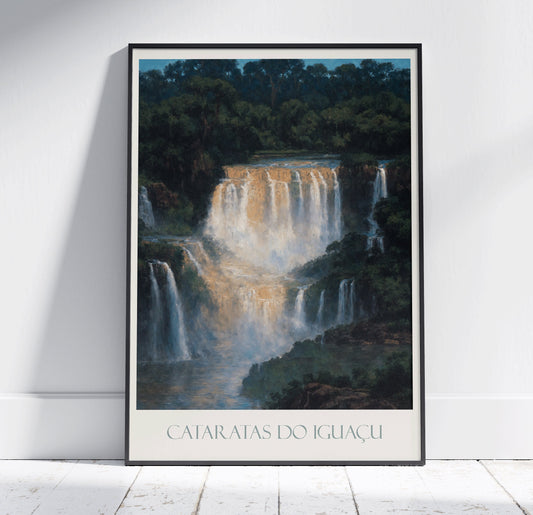 Iguazu Falls Travel Print ~ Vintage Style Painting Classic Travel Poster Wall Art Home Decor