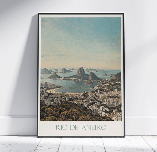 Rio de Janeiro Travel Print ~ Vintage Style Painting Brazil Classic Travel Poster Wall Art Home Decor