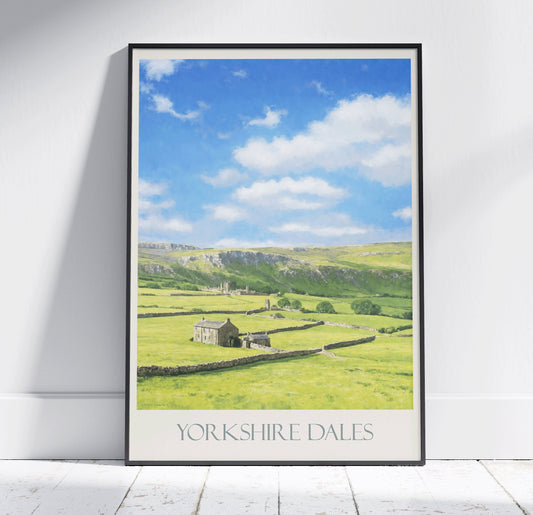 Yorkshire Dales Travel Print ~ Vintage Style Painting Classic Travel Poster Wall Art Home Decor