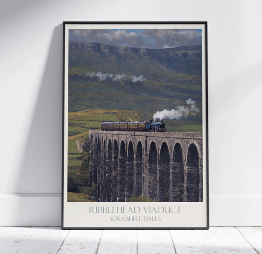 Ribblehead Travel Print, Yorkshire Dales ~ Vintage Style Painting Classic Travel Poster Wall Art Home Decor