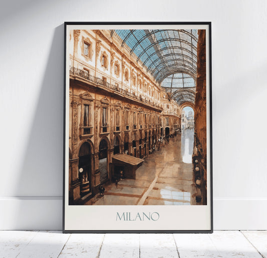 Milan Travel Print ~ Vintage Style Painting Italy Classic Travel Poster Wall Art Home Decor