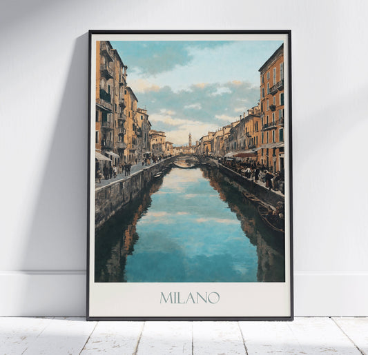 Milan Travel Print ~ Vintage Style Painting Italy Classic Travel Poster Wall Art Home Decor