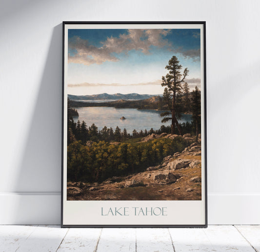 Lake Tahoe Travel Print ~ Vintage Style Painting Classic California Travel Poster Wall Art Home Decor