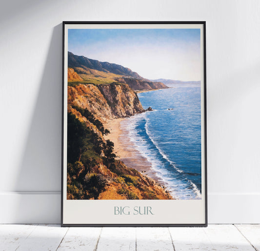 Big Sur Travel Print ~ Vintage Style Painting Classic California Travel Poster Wall Art Home Decor