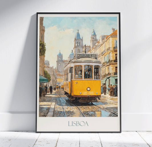 Lisbon Travel Print ~ Vintage Style Painting Portugal Classic Travel Poster Wall Art Home Decor