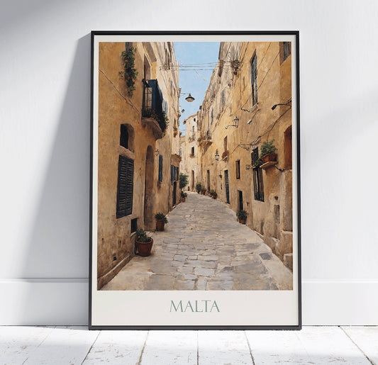 Malta Travel Print ~ Vintage Style Painting Classic Travel Poster Wall Art Home Decor