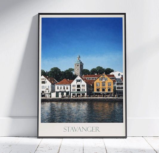 Stavanger Travel Print ~ Vintage Style Painting Classic Norway Travel Poster Wall Art Home Decor