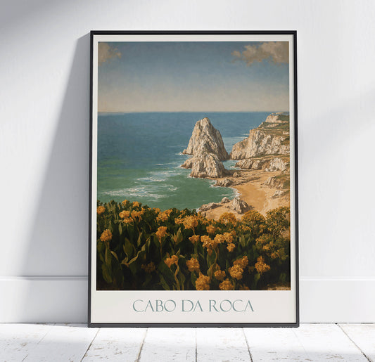 Cabo da Roca Travel Print ~ Vintage Style Painting Portugal Classic Travel Poster Wall Art Home Decor