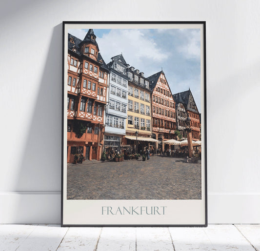 Frankfurt Travel Print, Altstadt ~ Vintage Style Painting Classic Germany Travel Poster Wall Art Home Decor