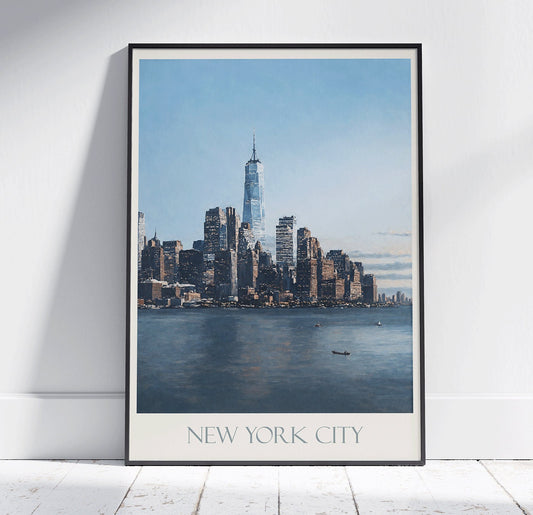 New York City Travel Print ~ Vintage Style Painting Manhattan NYC Classic Travel Poster Wall Art Home Decor