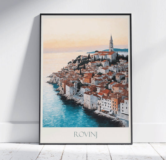 Rovinj Travel Print ~ Vintage Style Painting Classic Croatia Travel Poster Wall Art Home Decor