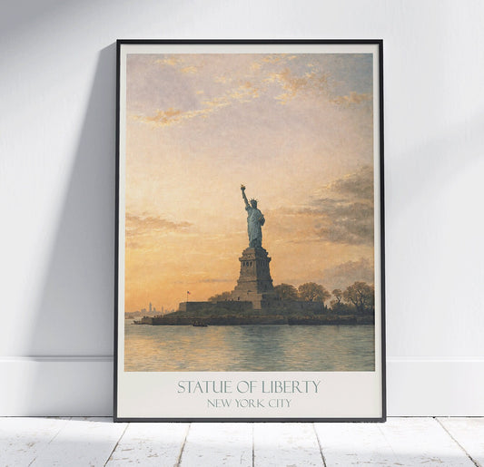 Statue of Liberty Travel Print, New York ~ Vintage Style Painting Classic Travel Poster Wall Art Home Decor