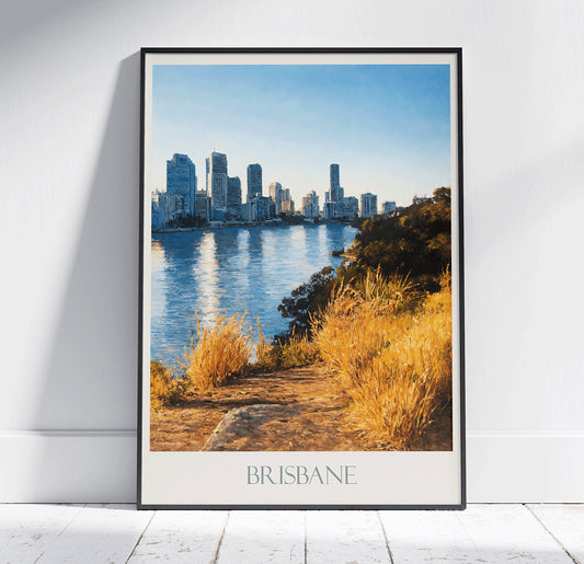 Brisbane Travel Print ~ Vintage Style Painting Classic Australia Travel Poster Wall Art Home Decor