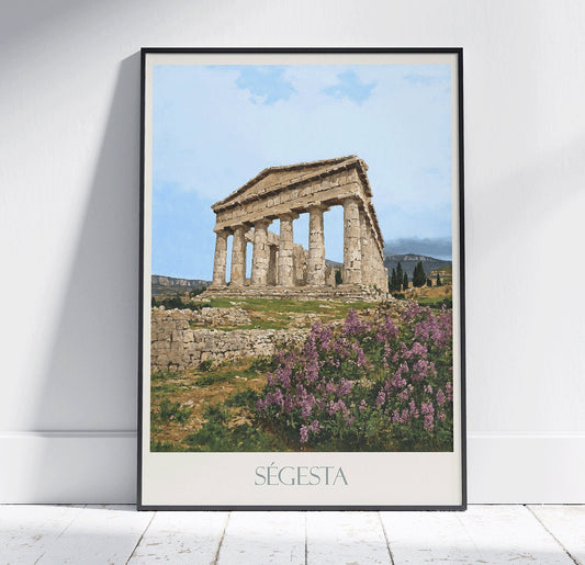 Segesta Travel Print, Sicily ~ Vintage Style Painting Italy Classic Travel Poster Wall Art Home Decor