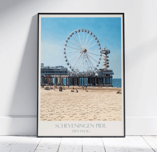 The Hague Travel Print, De Pier Scheveningen ~ Vintage Style Painting Netherlands Classic Travel Poster Wall Art Home Decor