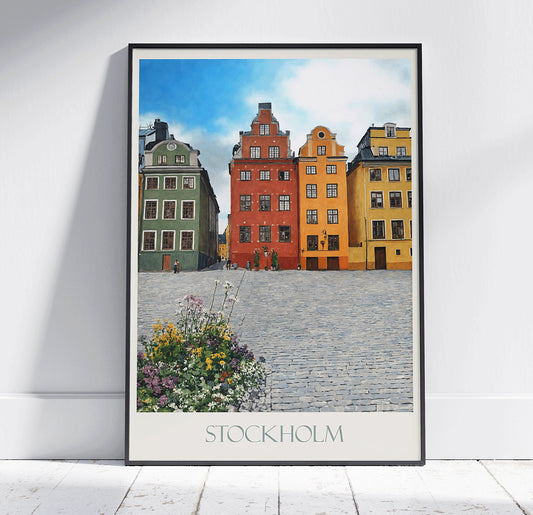 Stockholm Travel Print ~ Vintage Style Painting Classic Sweden Travel Poster Wall Art Home Decor