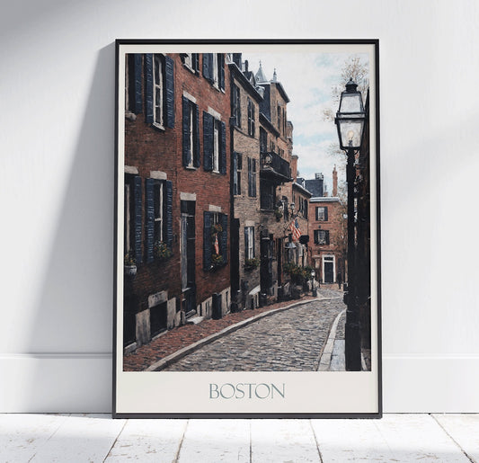 Boston Travel Print ~ Vintage Style Painting Classic Travel Poster Wall Art Home Decor