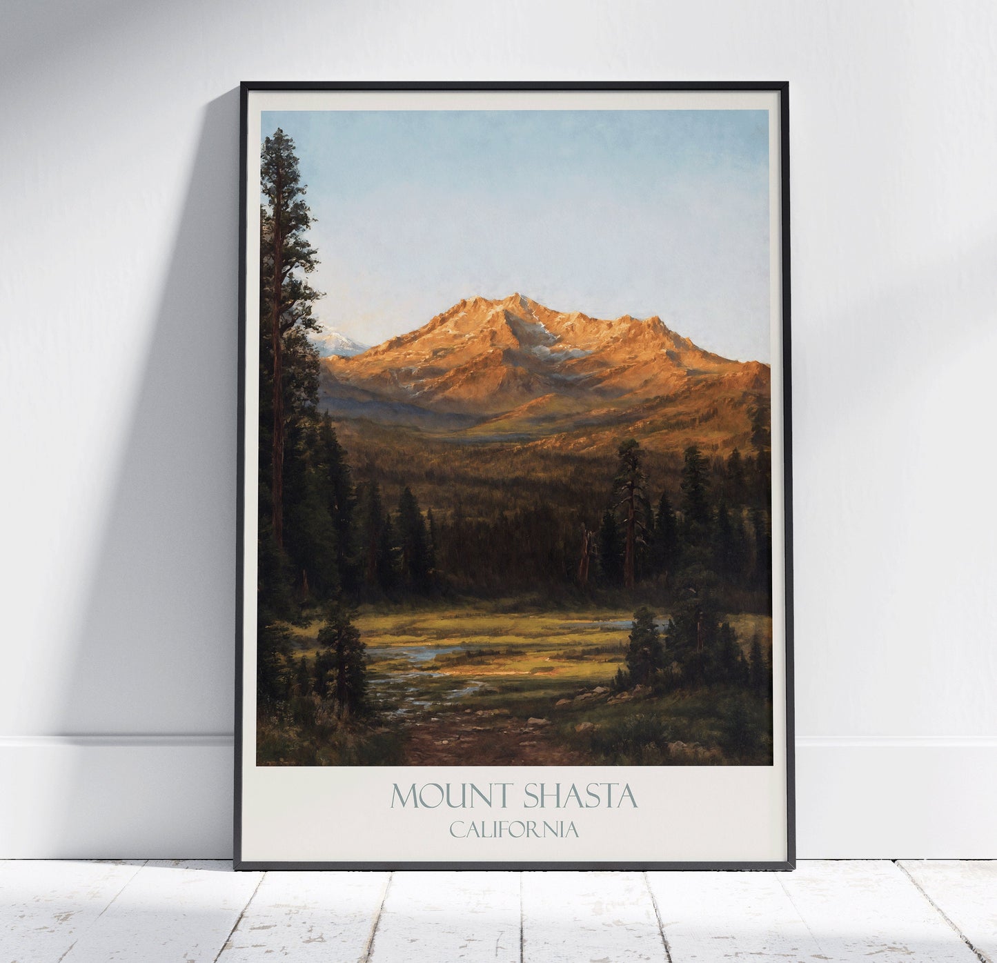 Mount Shasta Travel Print ~ Vintage Style Painting California Classic Travel Poster Wall Art Home Decor