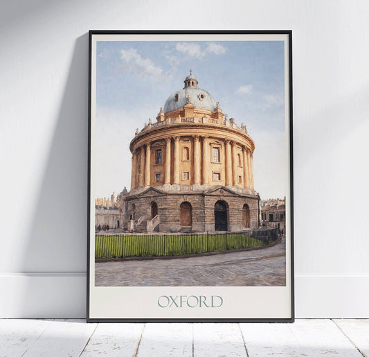 Oxford Travel Print, Radcliffe Camera ~ Vintage Style Painting Classic Travel Poster Wall Art Home Decor