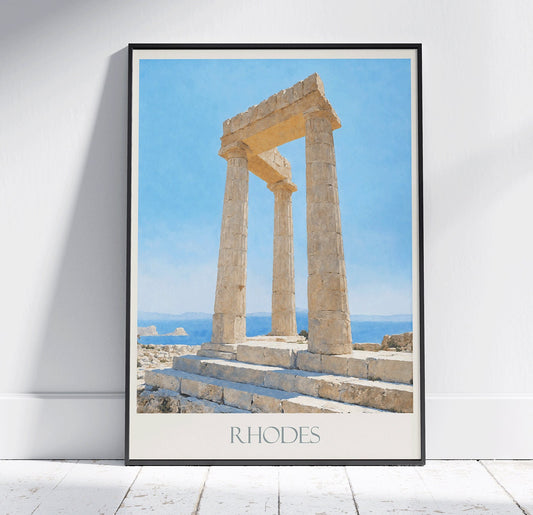 Rhodes Travel Print ~ Vintage Style Painting Greece Classic Travel Poster Wall Art Home Decor