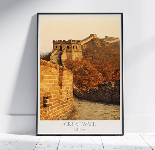 Great Wall of China Travel Print ~ Vintage Style Painting Classic China Travel Poster Wall Art Home Decor