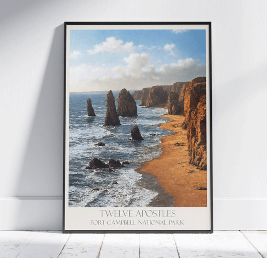 Twelve Apostles Travel Print ~ Vintage Style Painting Classic Australia Travel Poster Wall Art Home Decor