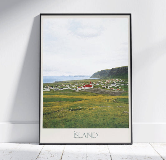 Iceland Travel Print ~ Vintage Style Painting Classic Travel Poster Wall Art Home Decor